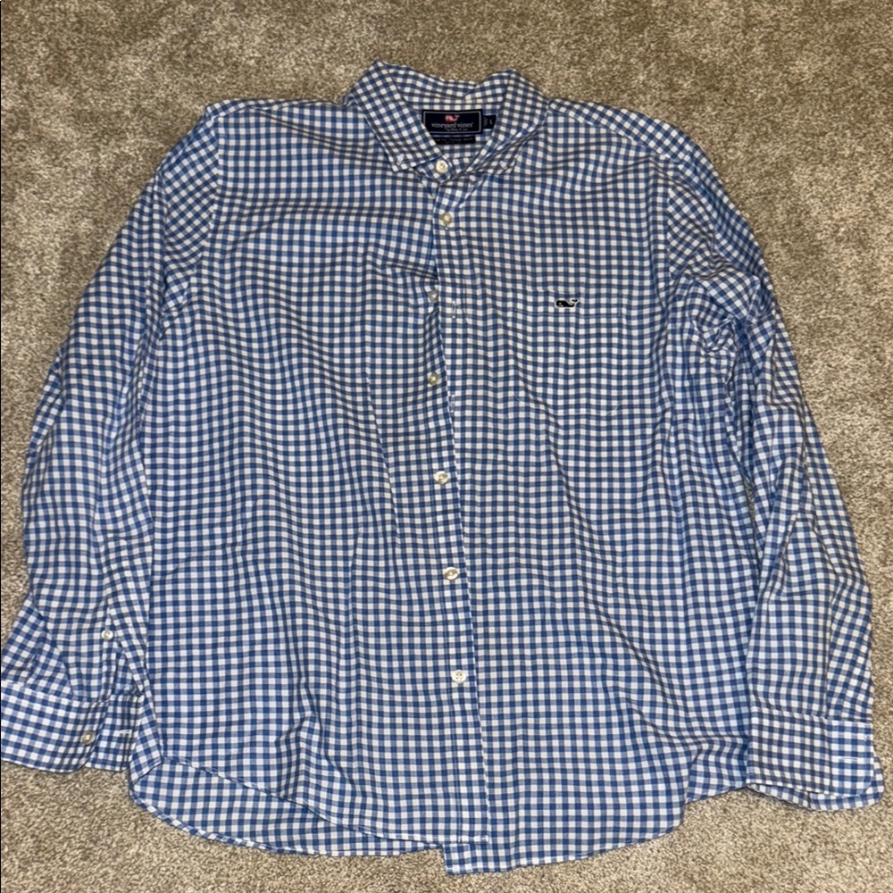 Men's Blue Vineyard Vines Checkered Dress shirt